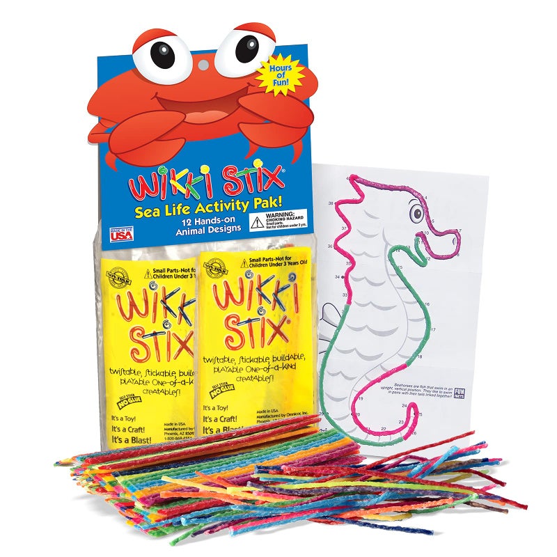 WikkiStix Sea Life Pak Features 12 Sea Creatures with Hands-on Activity and Fun Fact on Each, Made in The USA! - Image 1